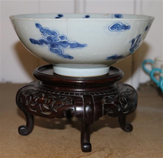 Chinese dragon bowl & stand(-)
